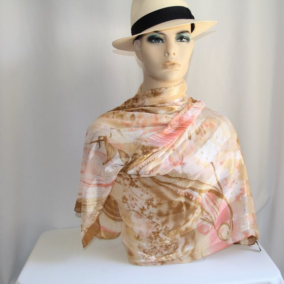 100% Silk Scarf/Wrap. Gorgeous Combination of Silk Weaves - Picture 2 of 13